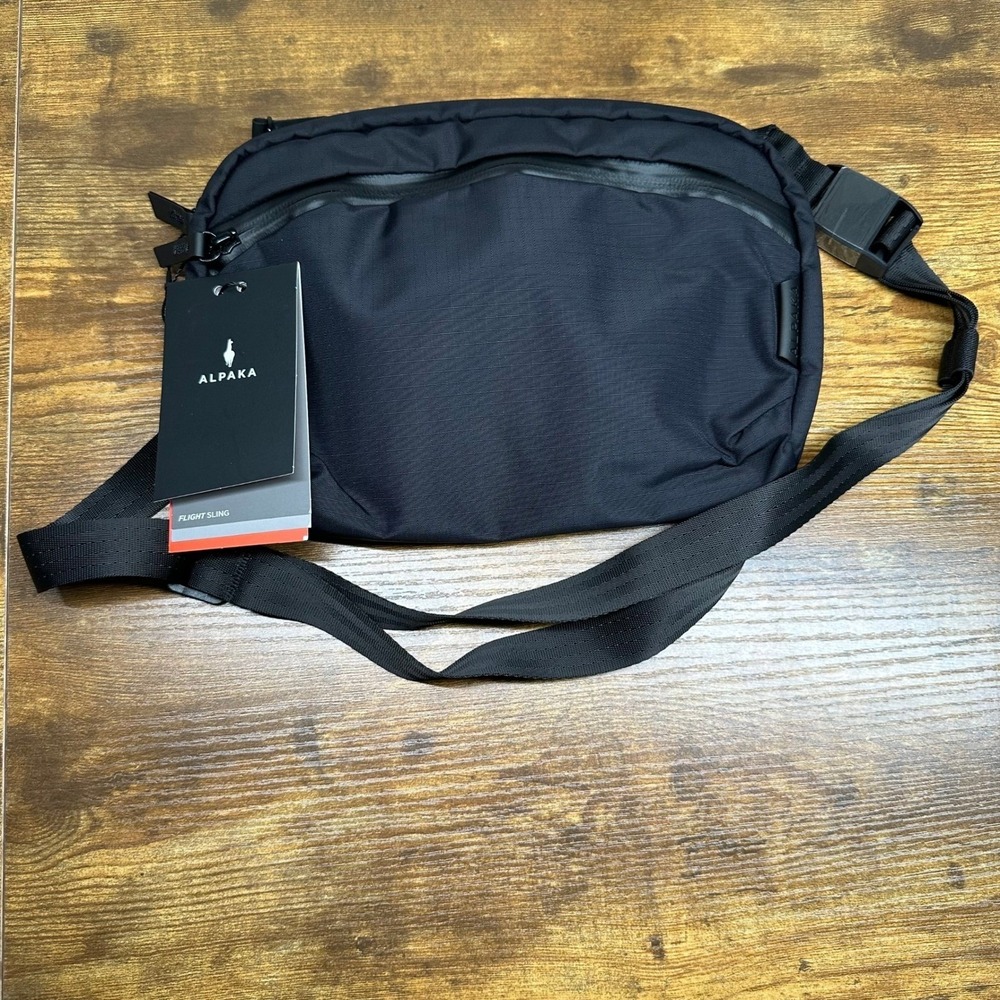 ALPAKA Flight Sling Black Axoflux 210D Ripstop Nylon Travel Crossbody Bag 2L